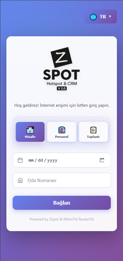 ZSPOT Hotspot Giriş Ekranı